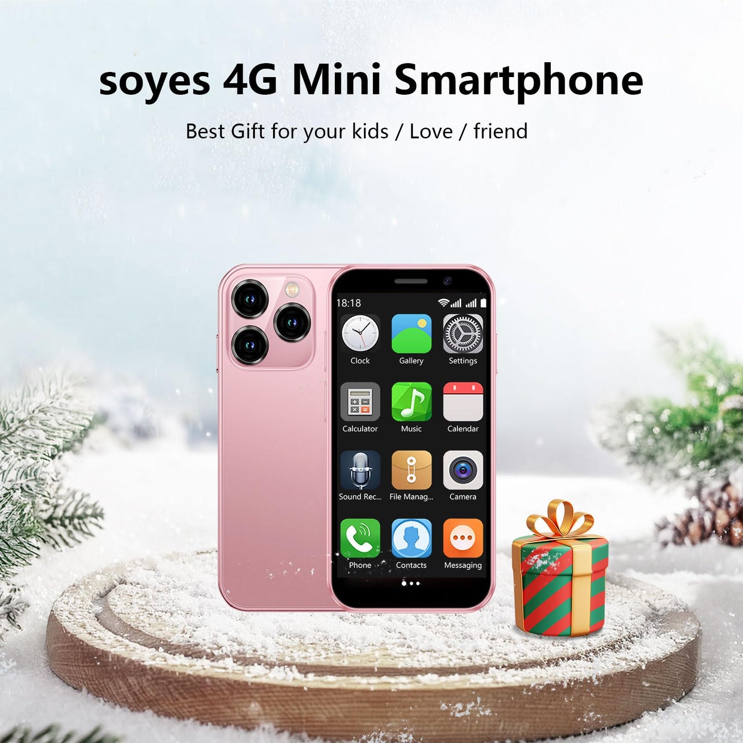 soyes Mini Phone World's Smallest 3.0" HD Touch Screen Mini Smartphone Unlocked Android Compact Mobile Phone for Kids &Students Cell Phone wih Quad-Core Dual SLM Face lD2GB+16GB Blue