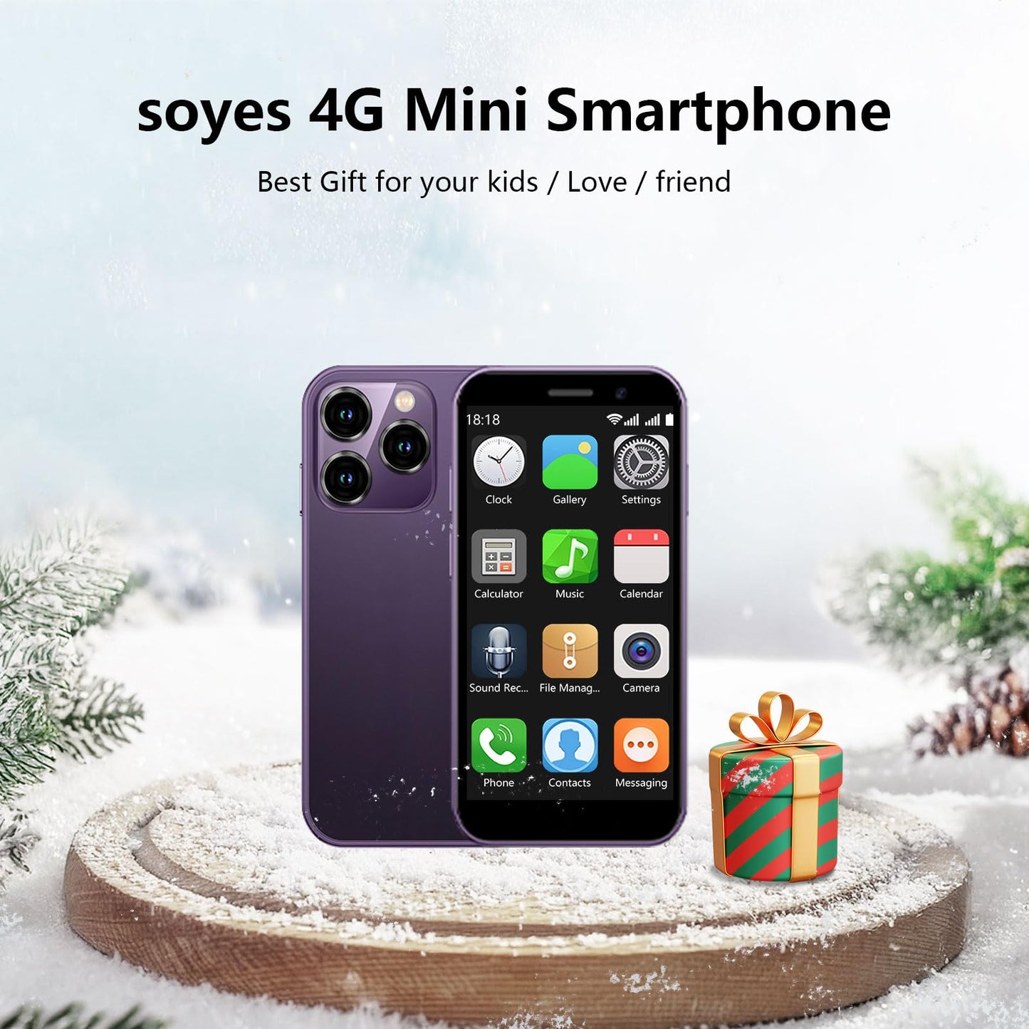 soyes Mini Phone World's Smallest 3.0" HD Touch Screen Mini Smartphone Unlocked Android Compact Mobile Phone for Kids &Students Cell Phone wih Quad-Core Dual SLM Face lD2GB+16GB Blue