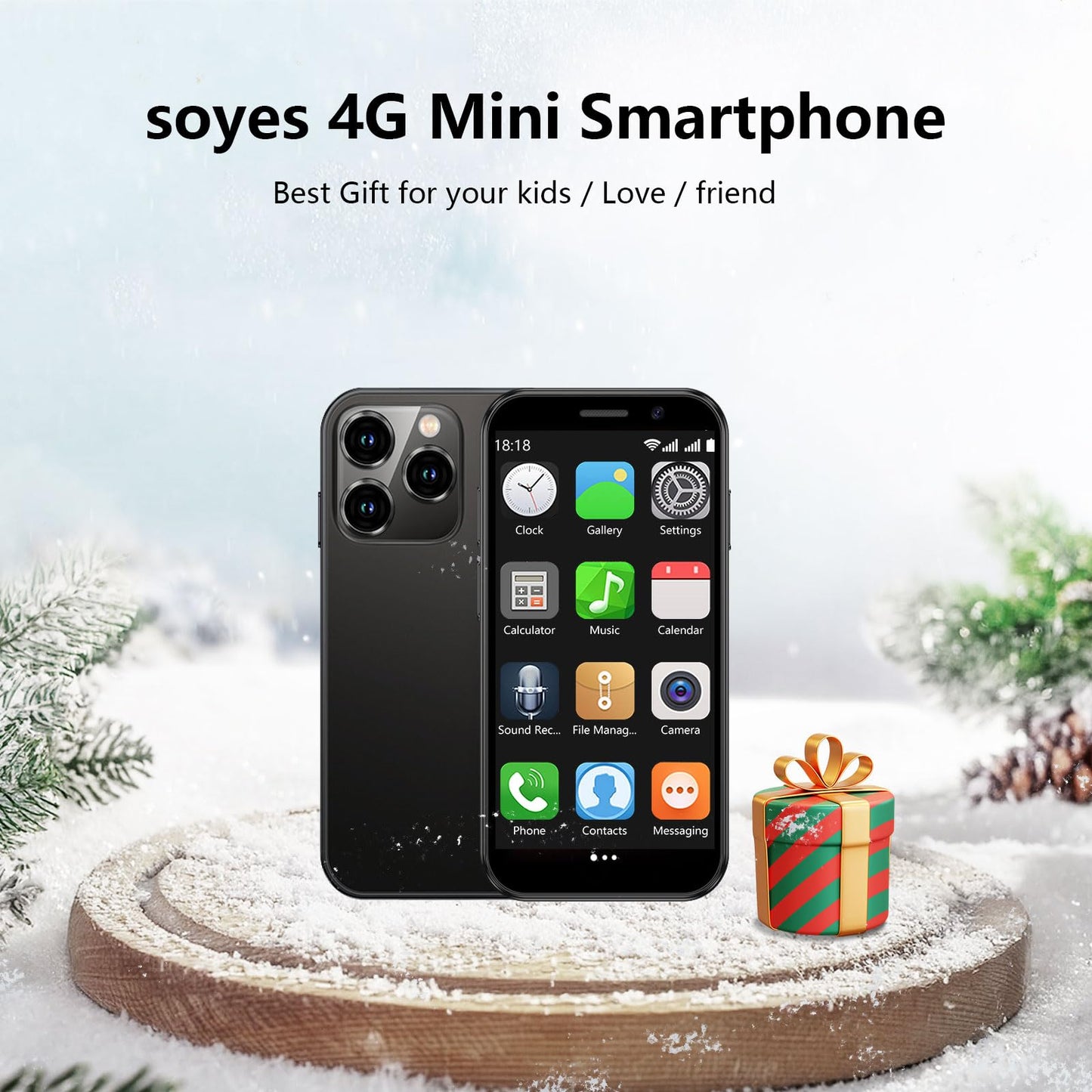 soyes Mini Phone World's Smallest 3.0" HD Touch Screen Mini Smartphone Unlocked Android Compact Mobile Phone for Kids &Students Cell Phone wih Quad-Core Dual SLM Face lD2GB+16GB Blue