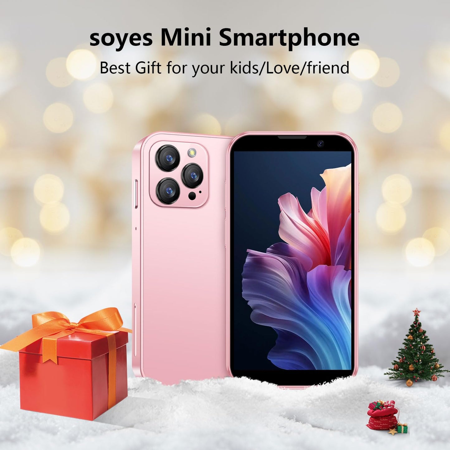 soyes Mini Phone World's Smallest 3.0" HD Touch Screen Mini Smartphone Unlocked Android Compact Mobile Phone for Kids &Students Cell Phone wih Quad-Core Dual SLM Face lD2GB+16GB Blue