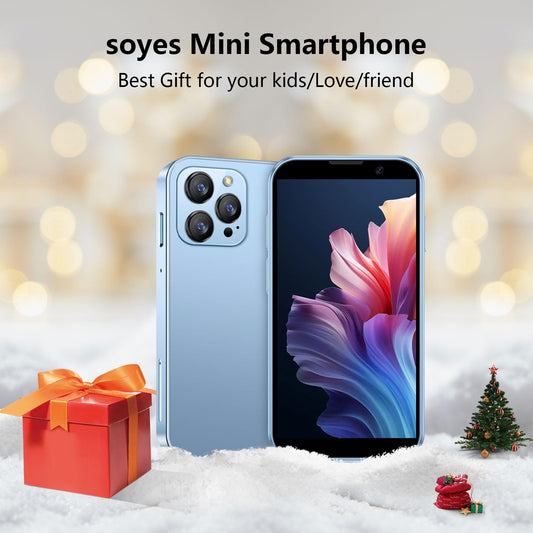 soyes Mini Phone World's Smallest 3.0" HD Touch Screen Mini Smartphone Unlocked Android Compact Mobile Phone for Kids &Students Cell Phone wih Quad-Core Dual SLM Face lD2GB+16GB Blue